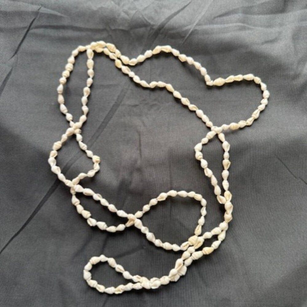 Pair of Vintage Hawaiian Necklace of Natural Nassa and Cowrie Seashells